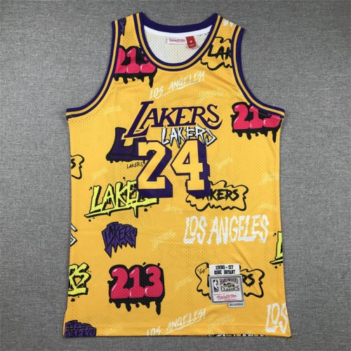 NBA 24 Kobe Bryant Lakers Graffiti Maillot jaune